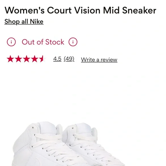 Nike Women's Court Vision White Mid-Top Sneakers - Picture 6 of 8